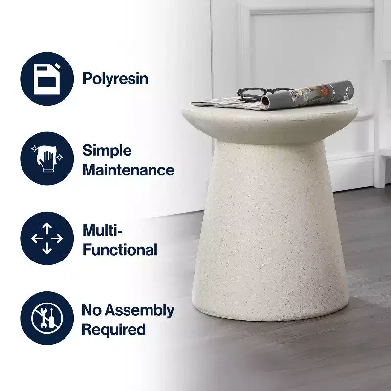 JONATHAN Y Brady 16.25 Minimalist Modern Drum Indoor/Outdoor Accent Table