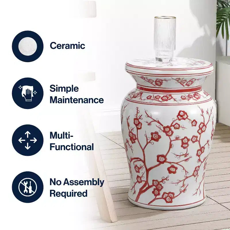JONATHAN Y Cherry Blossom 17.7 Ceramic Garden Stool/Accent Table