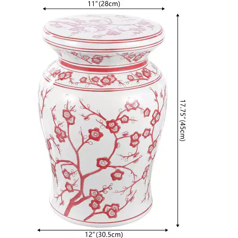 JONATHAN Y Cherry Blossom 17.7 Ceramic Garden Stool/Accent Table