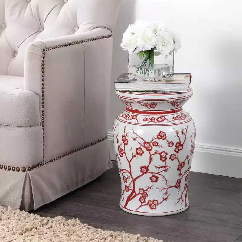 JONATHAN Y Cherry Blossom 17.7 Ceramic Garden Stool/Accent Table