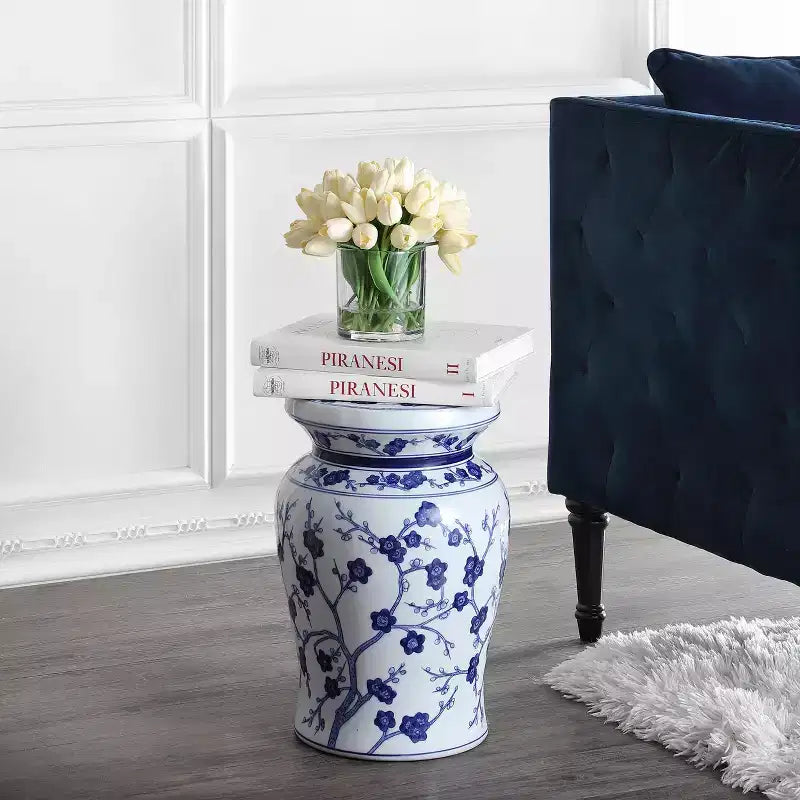 JONATHAN Y Cherry Blossom 17.7 Ceramic Garden Stool/Accent Table