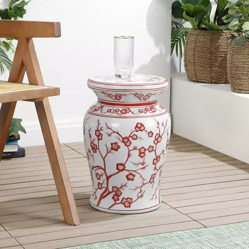 JONATHAN Y Cherry Blossom 17.7 Ceramic Garden Stool/Accent Table
