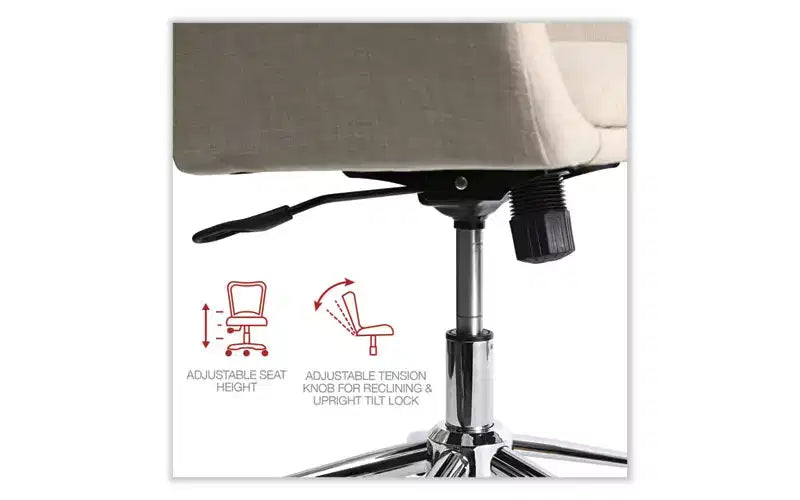 Workspace by Alera Mid-Century Task Chair, Supports Up to 275 lb, 18.9 to 22.24 Seat Height, Cream Seat, Cream Back