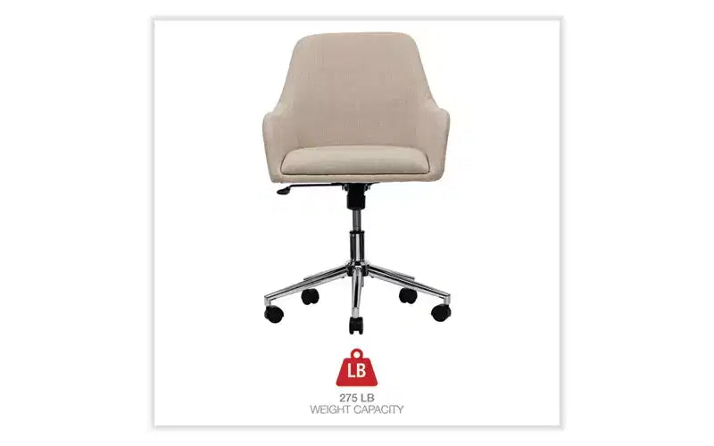 Workspace by Alera Mid-Century Task Chair, Supports Up to 275 lb, 18.9 to 22.24 Seat Height, Cream Seat, Cream Back