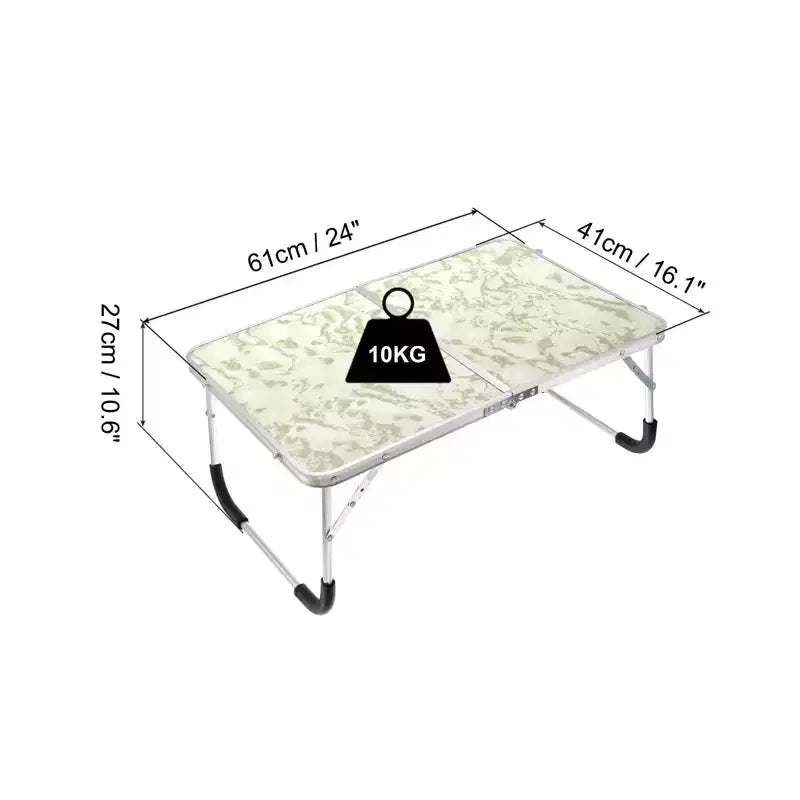 Unique Bargains Bed Sofa Picnic Foldable Portable Working Desk White Green 1 Pc