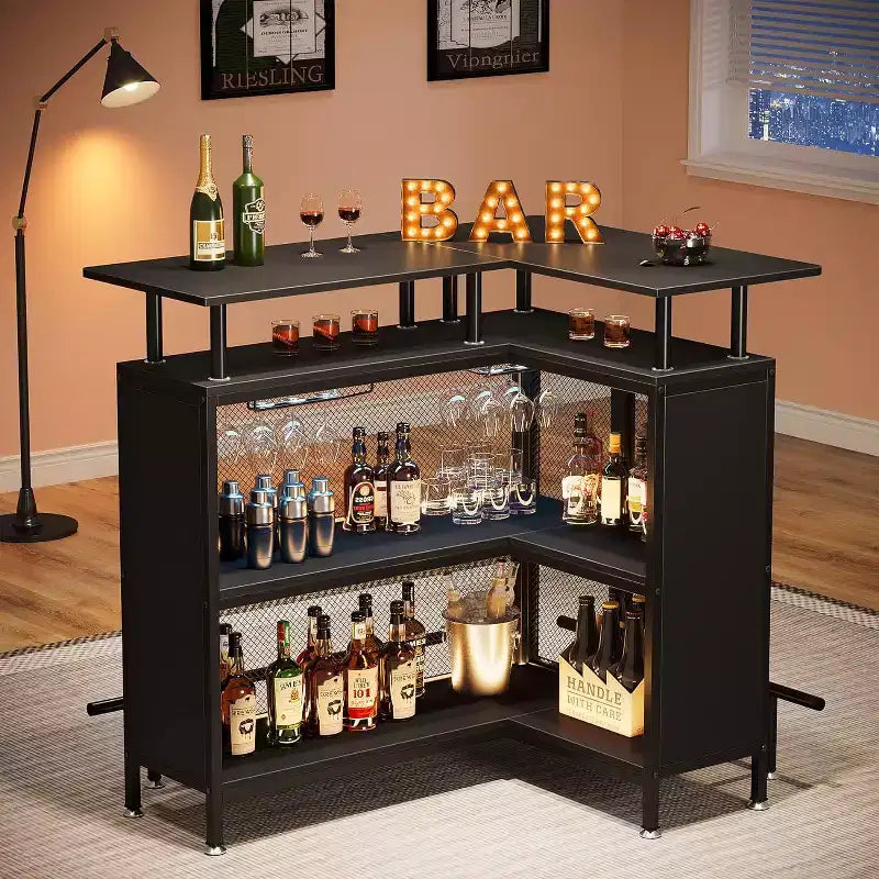 Tribesigns 2-Tier L-Shaped Home Bar Unit