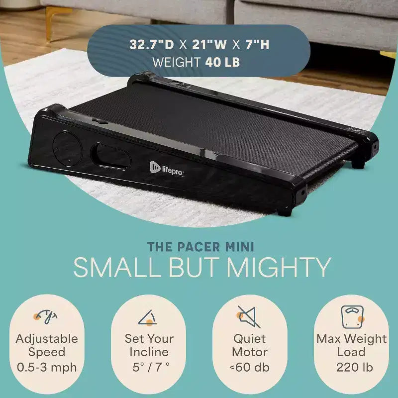 Tapis Roulant Compatto Lifepro - Mini Tapis Roulant Portatile, 4.8 Km/h, Portata 100 Kg