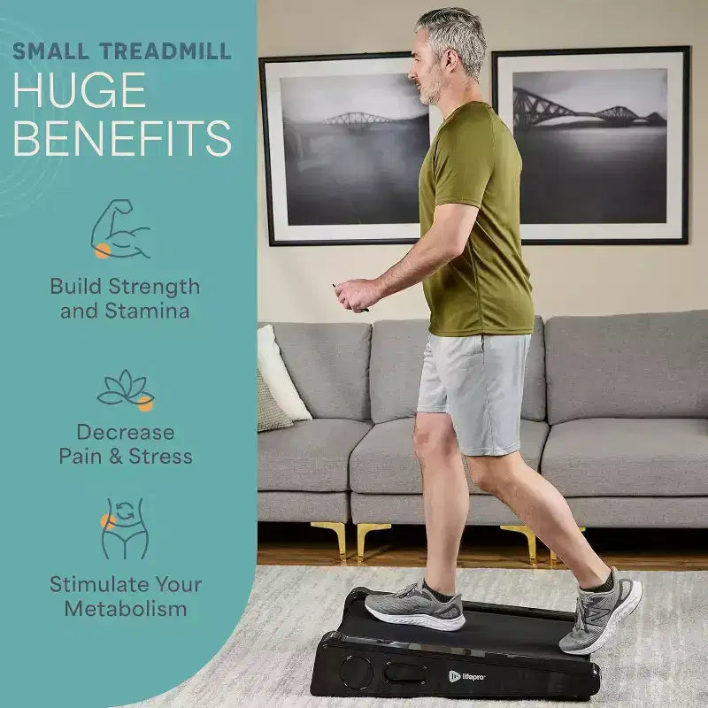 Tapis Roulant Compatto Lifepro - Mini Tapis Roulant Portatile, 4.8 Km/h, Portata 100 Kg