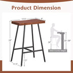 Costway Set of 2 Industrial Saddle Stool Counter Height Bar Stool Dining Pub Chair w/ Metal Frame