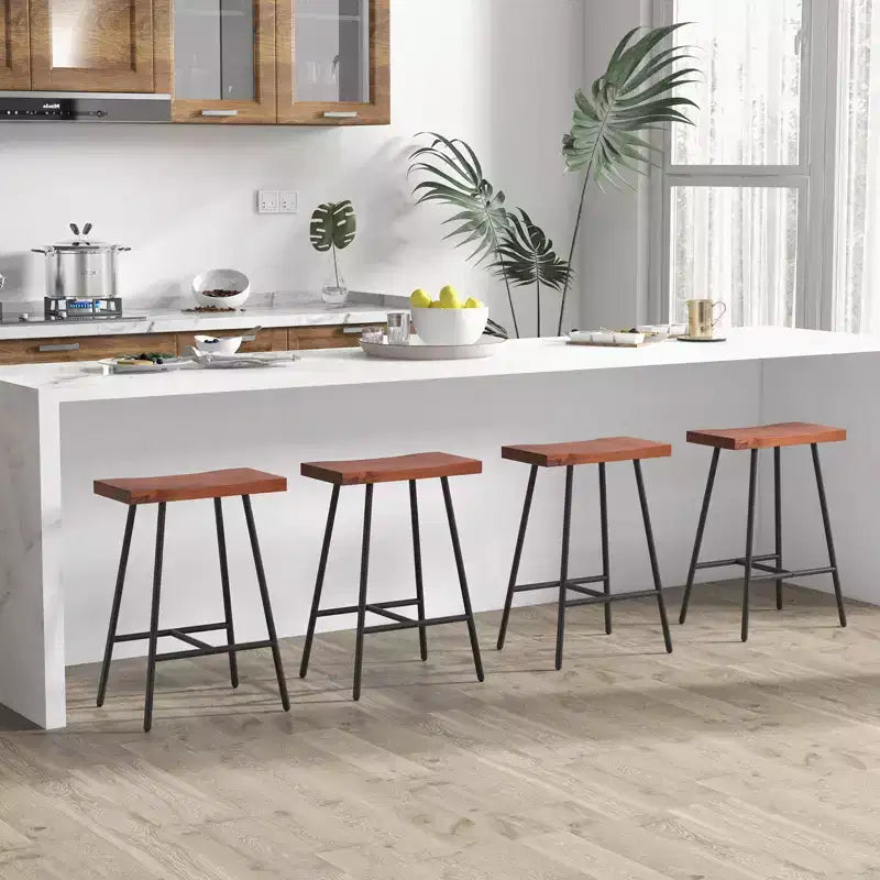Costway Set of 2 Industrial Saddle Stool Counter Height Bar Stool Dining Pub Chair w/ Metal Frame
