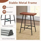 Costway Set of 2 Industrial Saddle Stool Counter Height Bar Stool Dining Pub Chair w/ Metal Frame