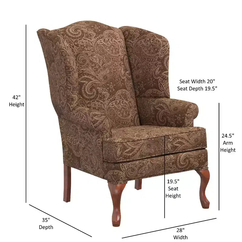 Comfort Pointe Paisley Traditional Wingback Accent Chair