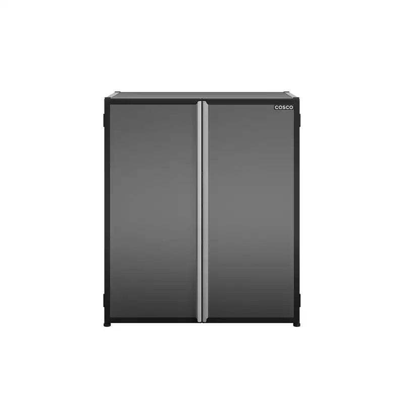 COSCO Freestanding Stackable Garage Cabinet, Black and Gray
