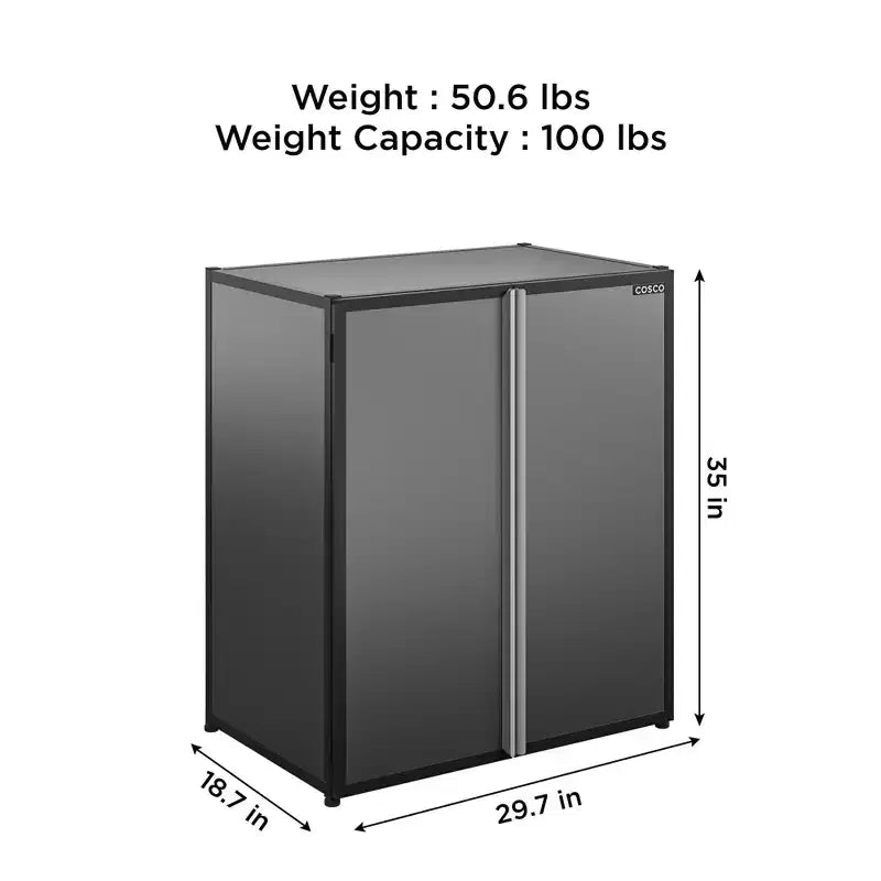 COSCO Freestanding Stackable Garage Cabinet, Black and Gray