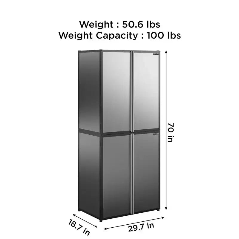 COSCO Freestanding Stackable Garage Cabinet, Black and Gray