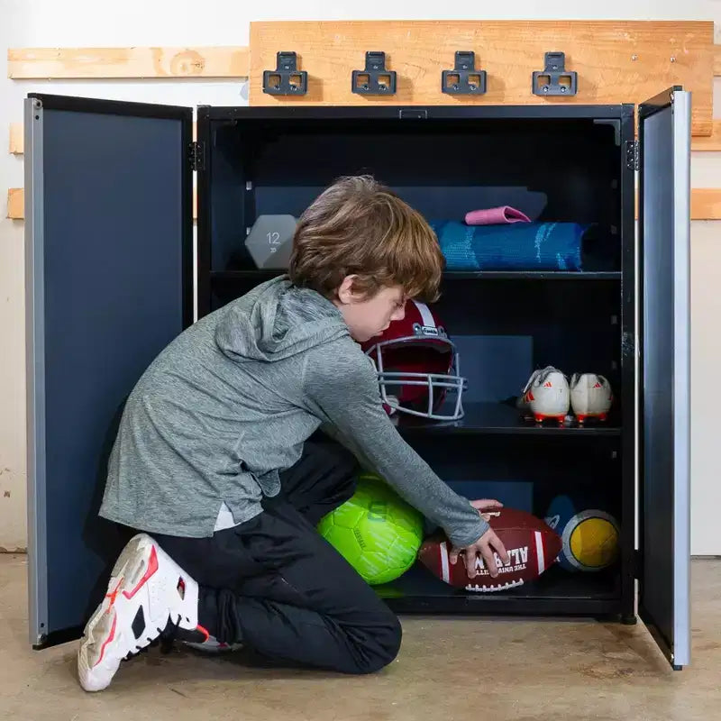 COSCO Freestanding Stackable Garage Cabinet, Black and Gray
