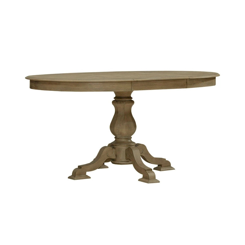 Tavolo da pranzo rotondo Magnolia Manor con base a piedistallo e prolunghe – 2 finiture