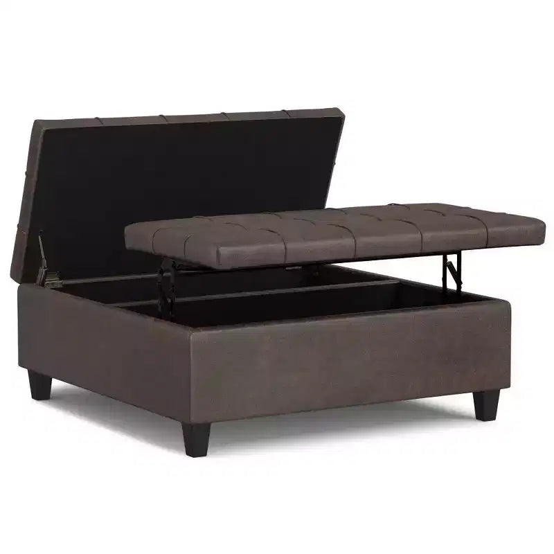 WyndenHall Elliot Large Square Coffee Table Storage Ottoman