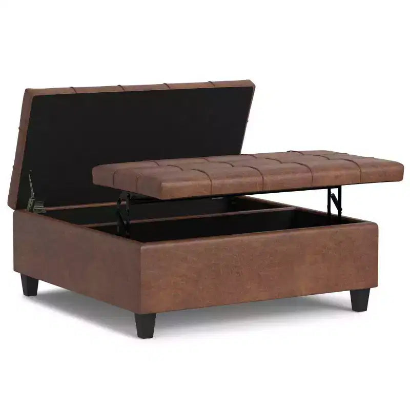 WyndenHall Elliot Large Square Coffee Table Storage Ottoman