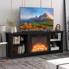 Costway 70 TV Stand with 26 Electric Fireplace Insert Remote Control for 75 TV Walnut/Black/Grey