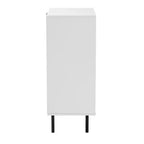 Baxton Studio Karima Mid-Century Modern Two-Tone White and Natural Brown Finished Wood and Black Metal 5-Drawer Storage Cabinet