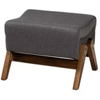 Baxton Studio Hanson Mid-Century Modern Fabric Wood Ottoman