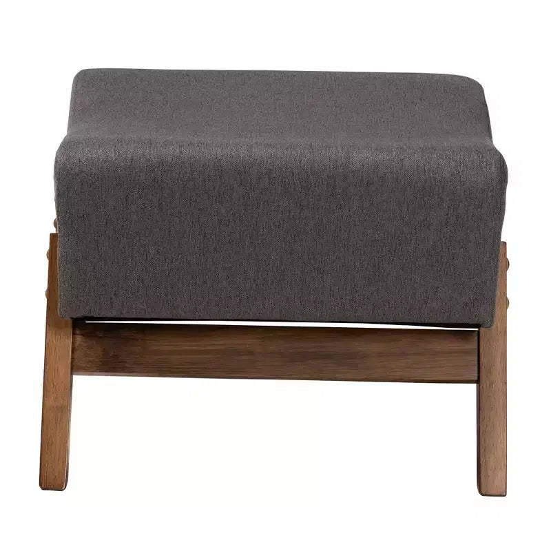 Baxton Studio Hanson Mid-Century Modern Fabric Wood Ottoman