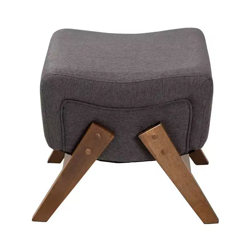 Baxton Studio Hanson Mid-Century Modern Fabric Wood Ottoman