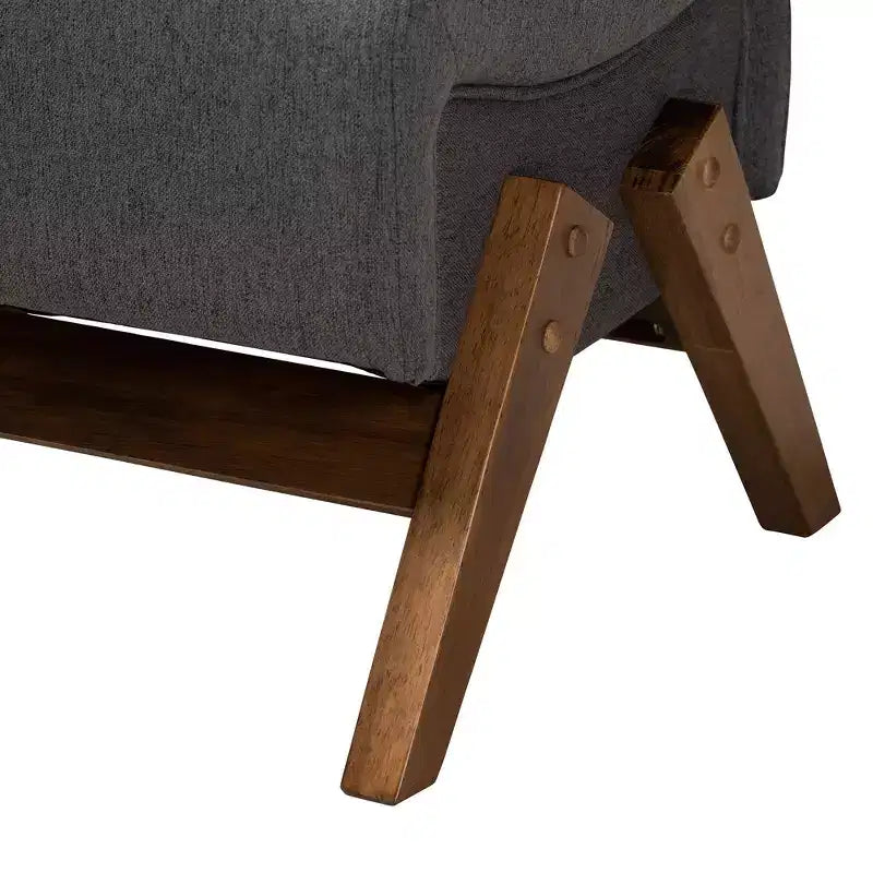 Baxton Studio Hanson Mid-Century Modern Fabric Wood Ottoman
