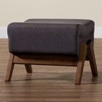 Baxton Studio Hanson Mid-Century Modern Fabric Wood Ottoman
