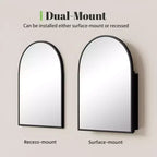 Dovelina Modern Arched Medicine Cabinet With Mirror Metal Framed Bathroom Mirror With Storage - 36x24