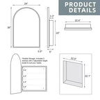 Dovelina Modern Arched Medicine Cabinet With Mirror Metal Framed Bathroom Mirror With Storage - 36x24