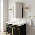 Dovelina Modern Arched Medicine Cabinet With Mirror Metal Framed Bathroom Mirror With Storage - 36x24