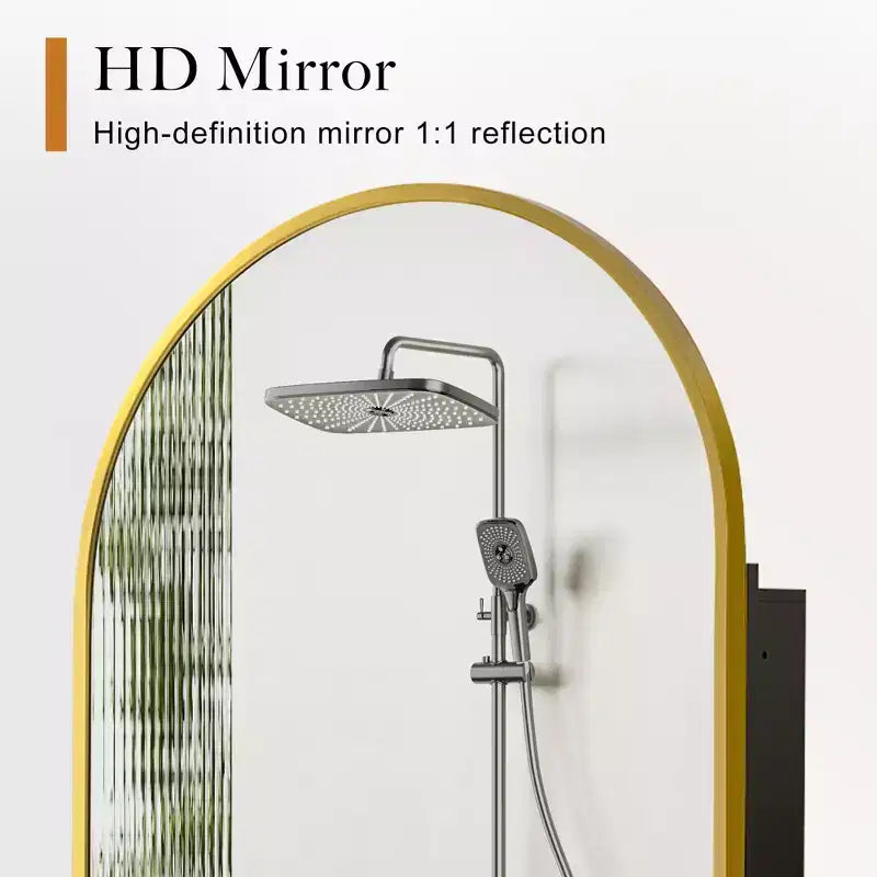 Dovelina Modern Arched Medicine Cabinet With Mirror Metal Framed Bathroom Mirror With Storage - 36x24