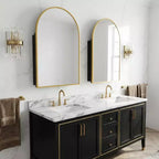 Dovelina Modern Arched Medicine Cabinet With Mirror Metal Framed Bathroom Mirror With Storage - 36x24