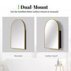 Dovelina Modern Arched Medicine Cabinet With Mirror Metal Framed Bathroom Mirror With Storage - 36x24