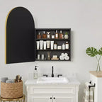 Dovelina Modern Arched Medicine Cabinet With Mirror Metal Framed Bathroom Mirror With Storage - 36x24
