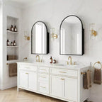 Dovelina Modern Arched Medicine Cabinet With Mirror Metal Framed Bathroom Mirror With Storage - 36x24