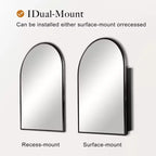 Dovelina Modern Arched Medicine Cabinet With Mirror Metal Framed Bathroom Mirror With Storage - 36x24