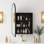 Dovelina Modern Arched Medicine Cabinet With Mirror Metal Framed Bathroom Mirror With Storage - 36x24