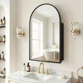Dovelina Modern Arched Medicine Cabinet With Mirror Metal Framed Bathroom Mirror With Storage - 36x24