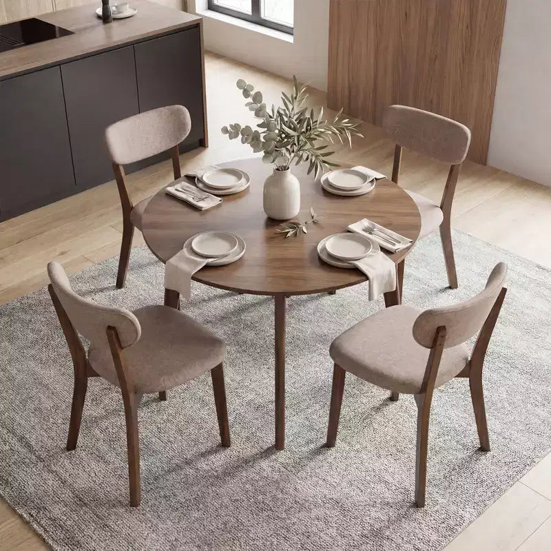 Costway, set di 2 sedie da pranzo imbottite con solida struttura in legno di gomma, schienale curvo, marrone/grigio