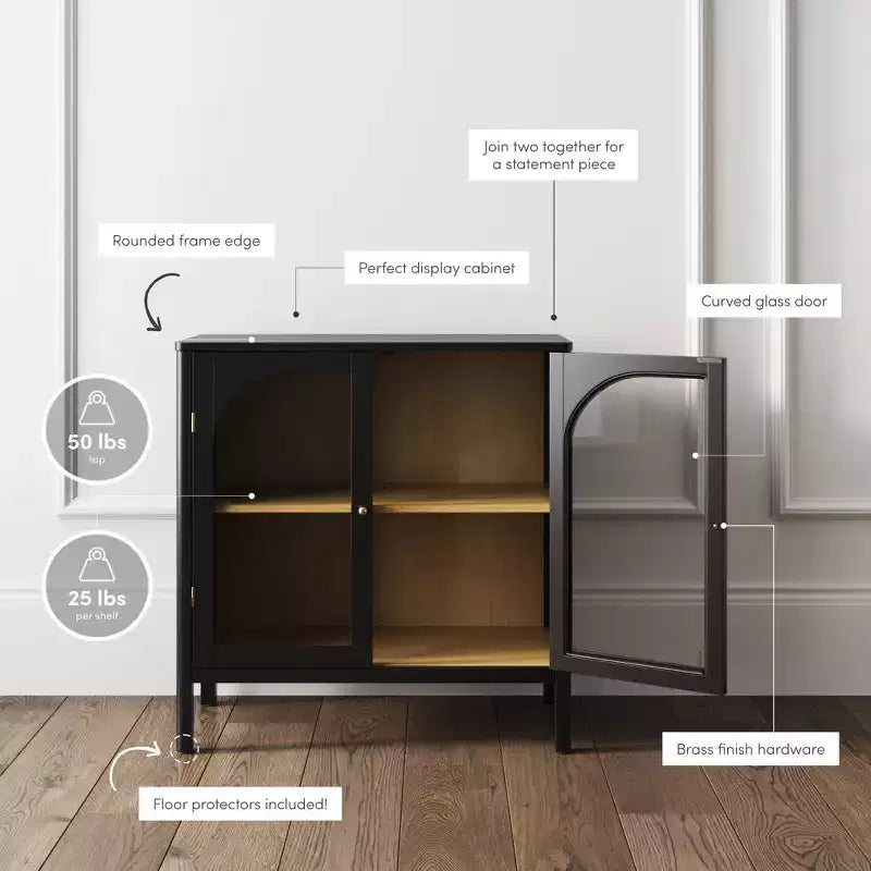 Nathan James Mason Wood and Glass Door Storage Cabinet