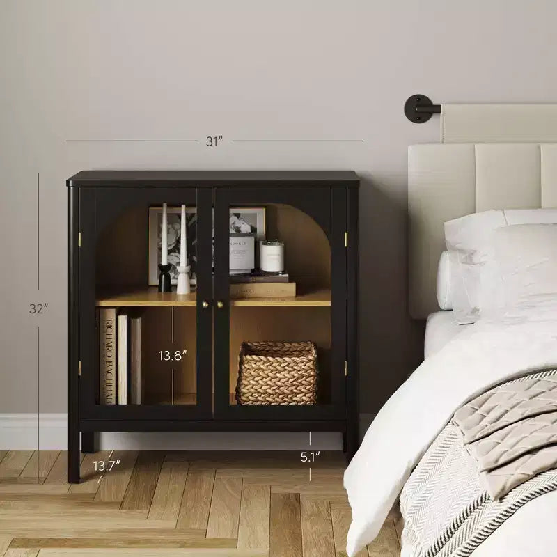 Nathan James Mason Wood and Glass Door Storage Cabinet