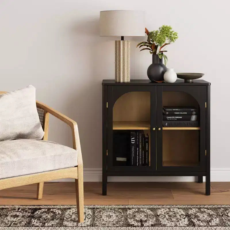 Nathan James Mason Wood and Glass Door Storage Cabinet