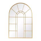 Specchio decorativo da parete con motivo a finestra e cornice in metallo Dovelina