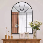 Dovelina Metal Frame Window Pattern Decorative Wall Mirror