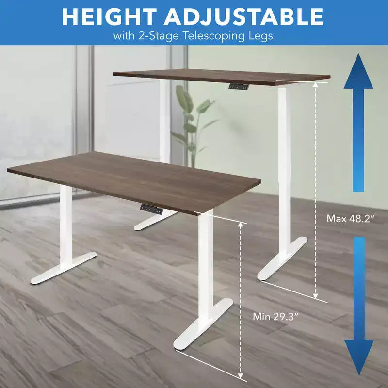 Mount-It! Dual Motor Electric Standing Desk with 55 Tabletop, Adrift & White