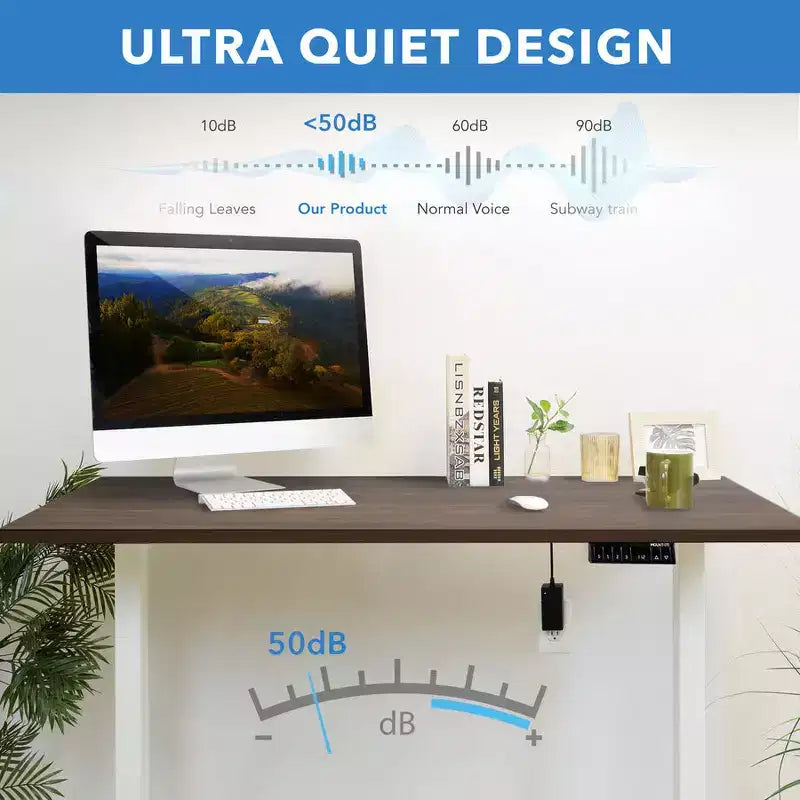 Mount-It! Dual Motor Electric Standing Desk with 55 Tabletop, Adrift & White