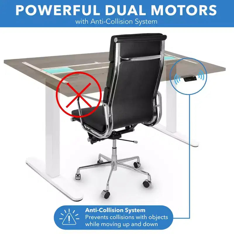 Mount-It! Dual Motor Electric Standing Desk with 55 Tabletop, Adrift & White